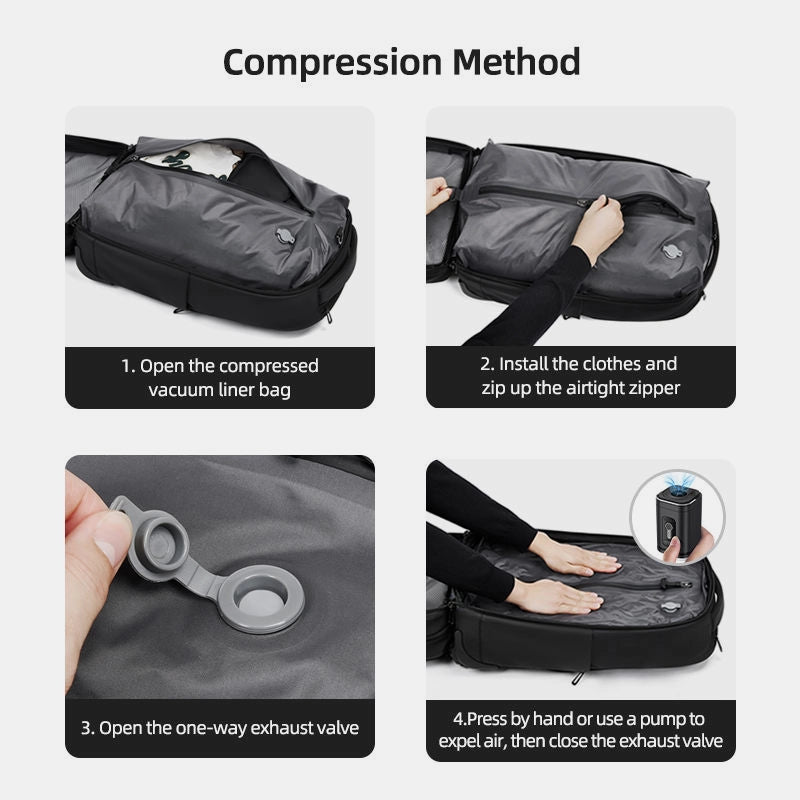 Travel backpack with built-in compression and anti-theft zipper design