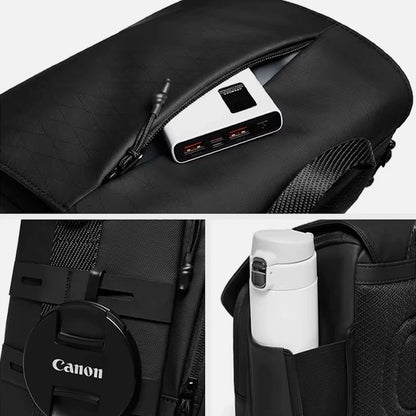 Crossbody mini camera bag for vlog setup, batteries, and accessories