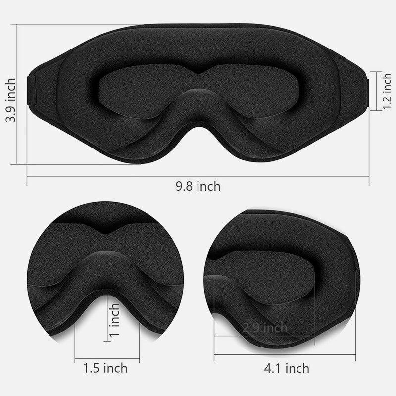 Travel sleep mask with breathable fabric and ergonomic design