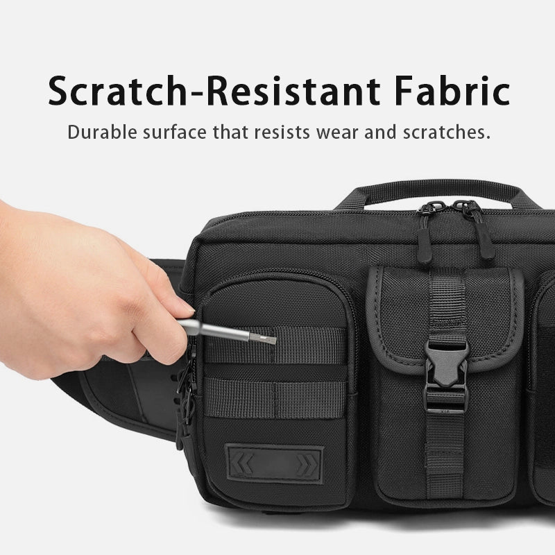 Anti-scratch waterproof hiking waist bag with adjustable strap for camping and trekking