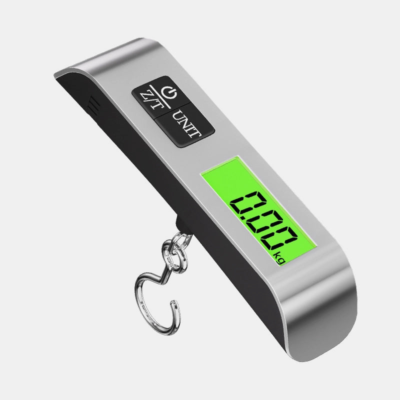 Lightweight electronic luggage scale with hook and backlit screen