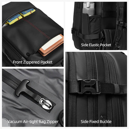Compact carry-on luggage backpack with waterproof coating and organizer