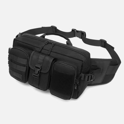 Sports waterproof waist pouch with breathable back panel and secure zip pockets