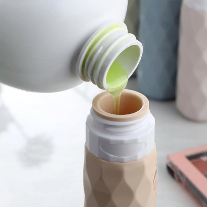 Soft squeeze travel bottles with waterproof caps and labels