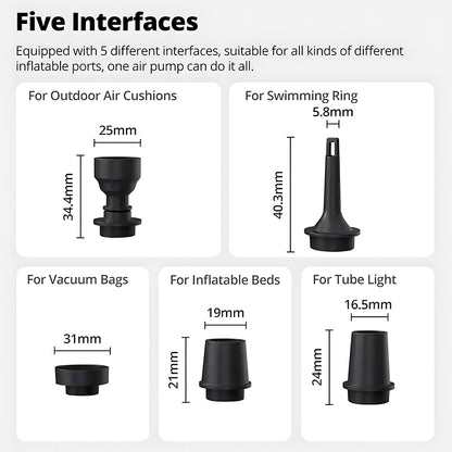 Compact electric air pump for travel storage and outdoor gear