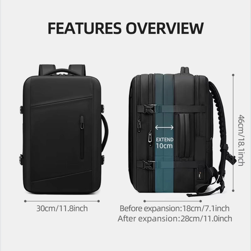 Motorcycle waterproof backpack with compression straps and reflective details