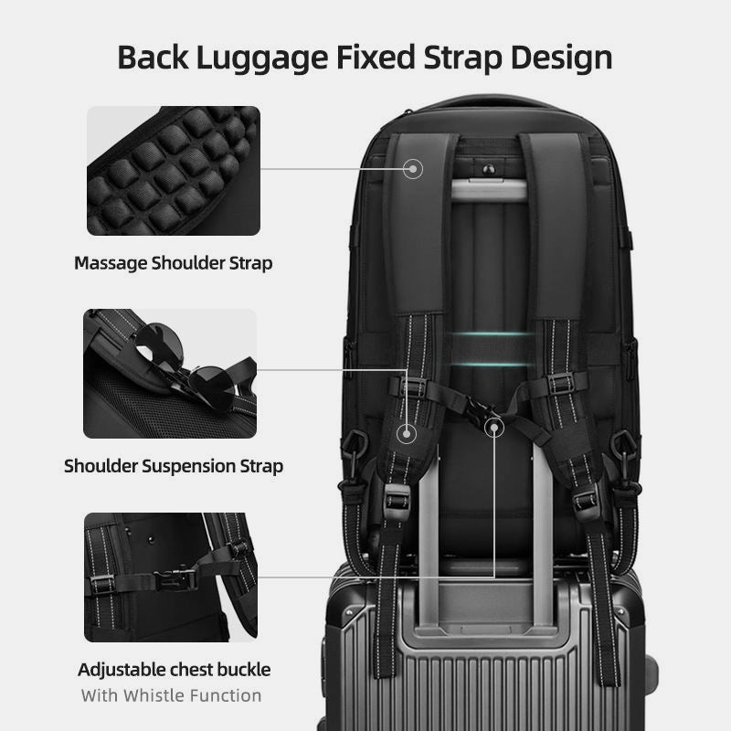 Durable waterproof backpack for airplane travel and daily commuting