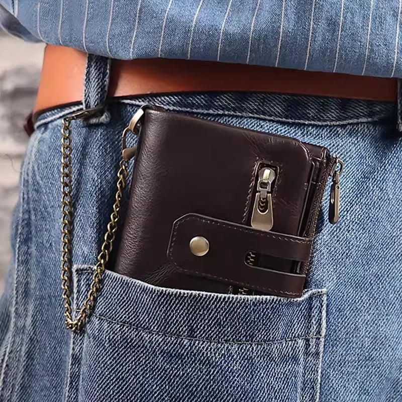 Waterproof leather anti-theft wallet for men and women