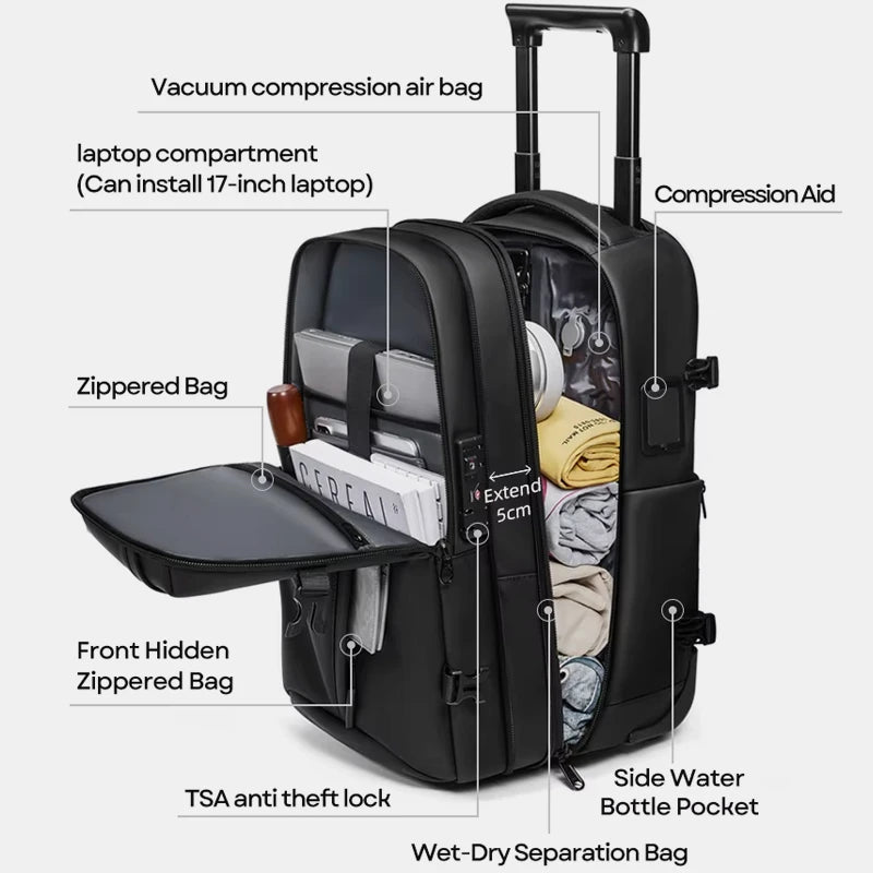 Lightweight waterproof backpack with 17-inch laptop compartment