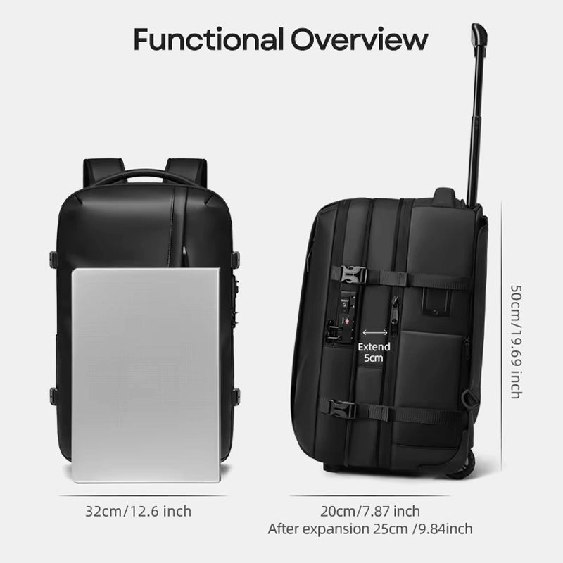 Cabin-approved compression backpack that fits under airplane seat