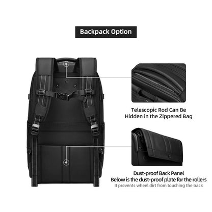 Convertible backpack suitcase with vacuum compression system
