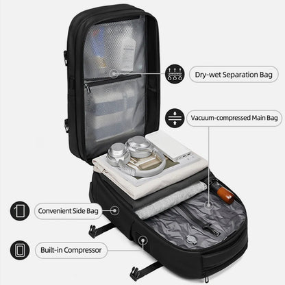 Cabin-size waterproof travel bag with TSA-approved lock and USB charging