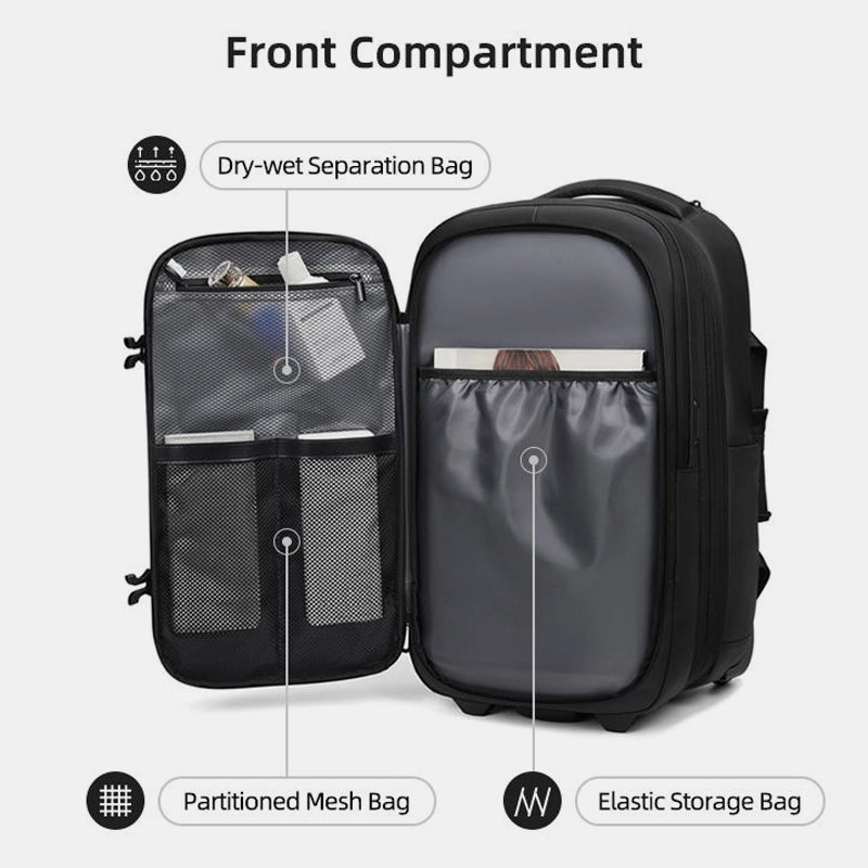 Multifunctional luggage backpack with waterproof shell and padded straps