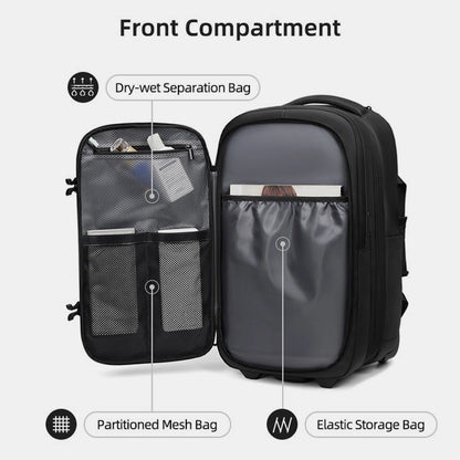 Multifunctional luggage backpack with waterproof shell and padded straps