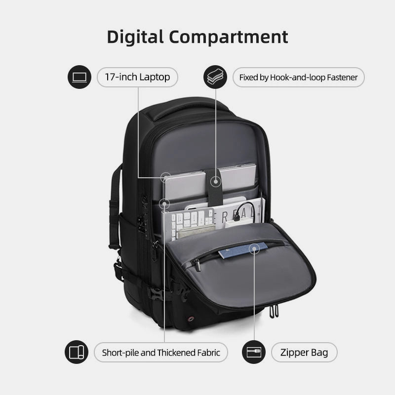 Business travel compression backpack with separate laptop pocket